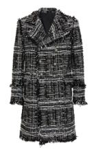 Balmain Tweed Stripped Coat With Fringes