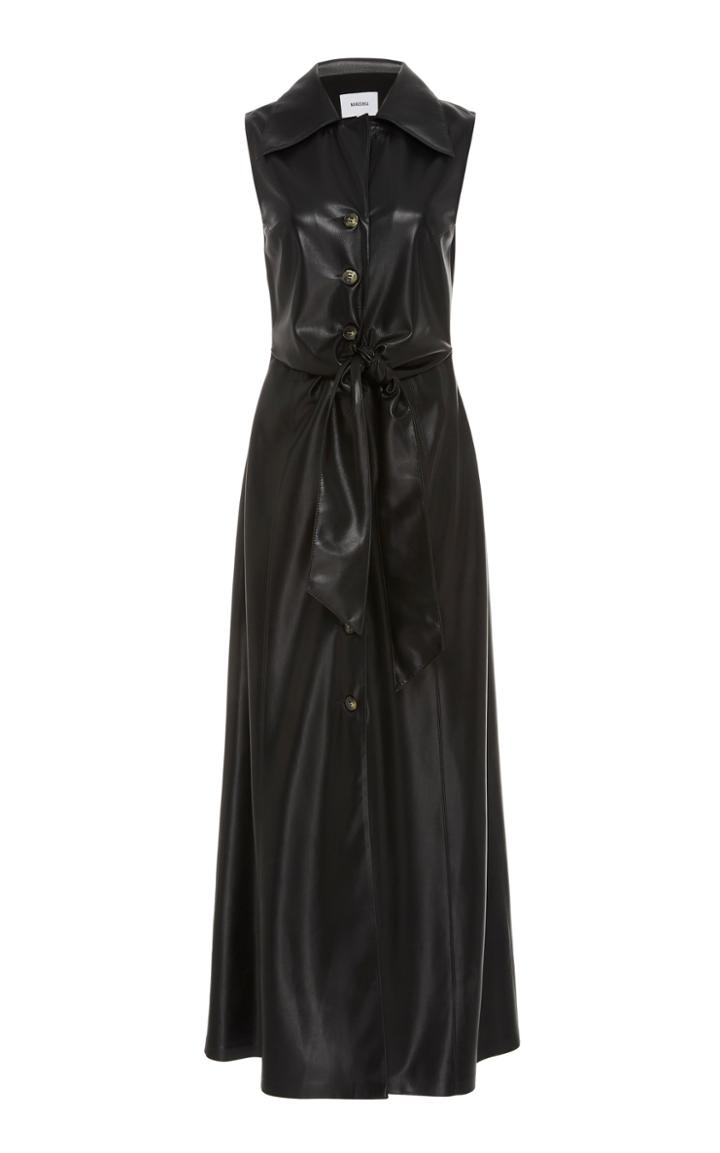 Nanushka Sharma Tie-front Vegan Leather Maxi Dress Size: Xs