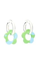 Pina Jewels Acrylic Daisy And Sterling Silver Hoop Earrings