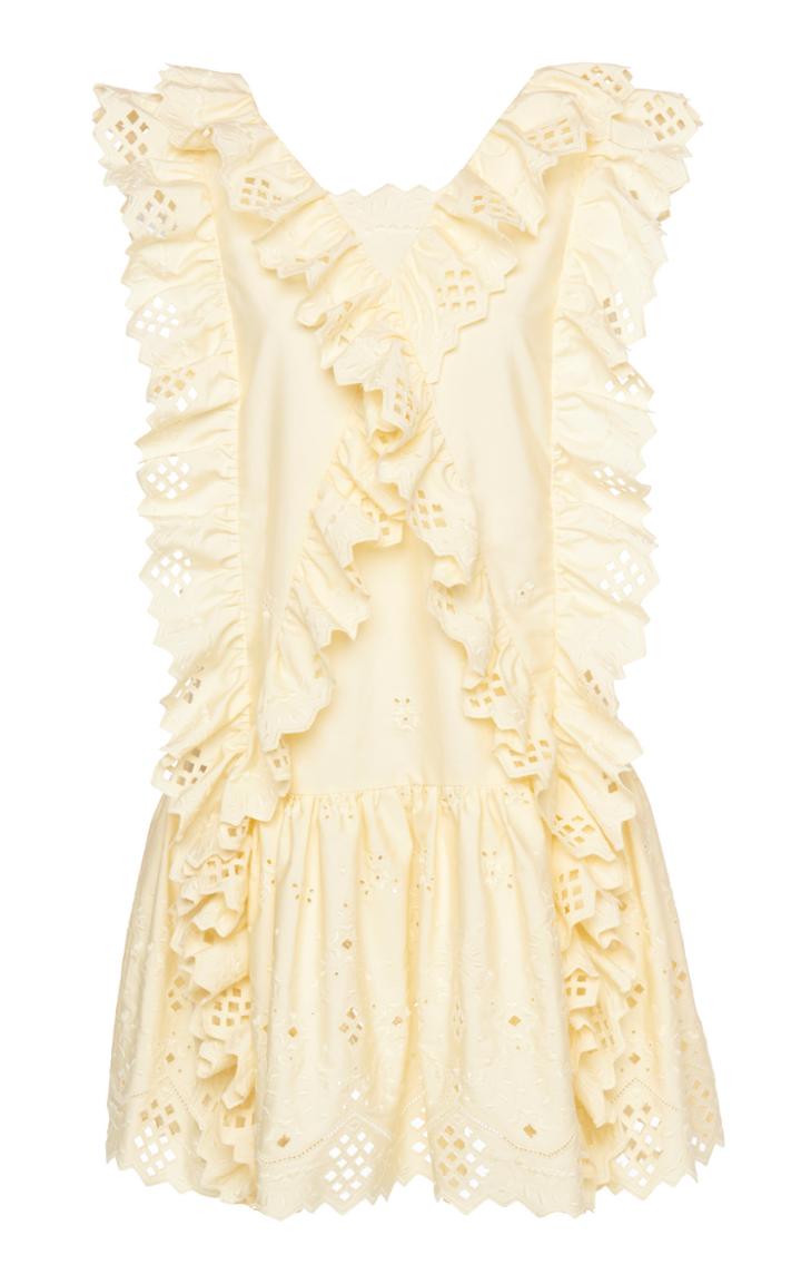 Alberta Ferretti Eyelet Cotton Blend Mini Dress