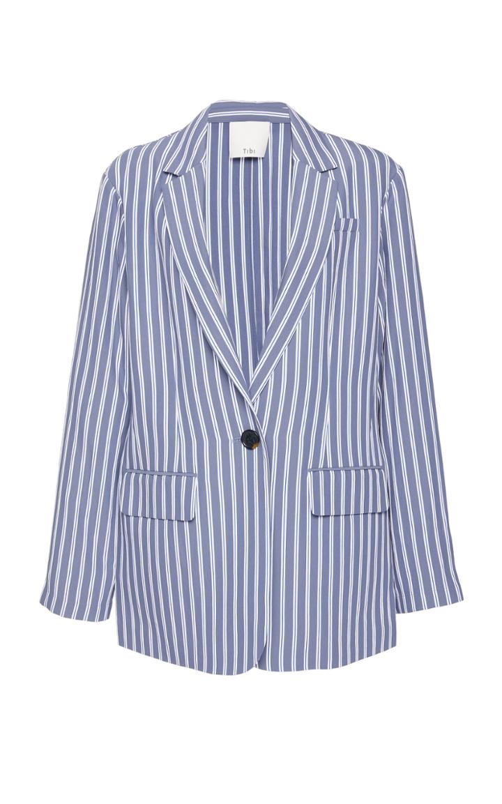 Tibi Stripe Oversized Twill Blazer