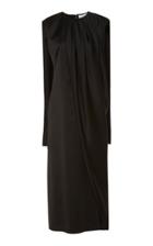 Marina Moscone Draped Cape-detailed Satin Dress