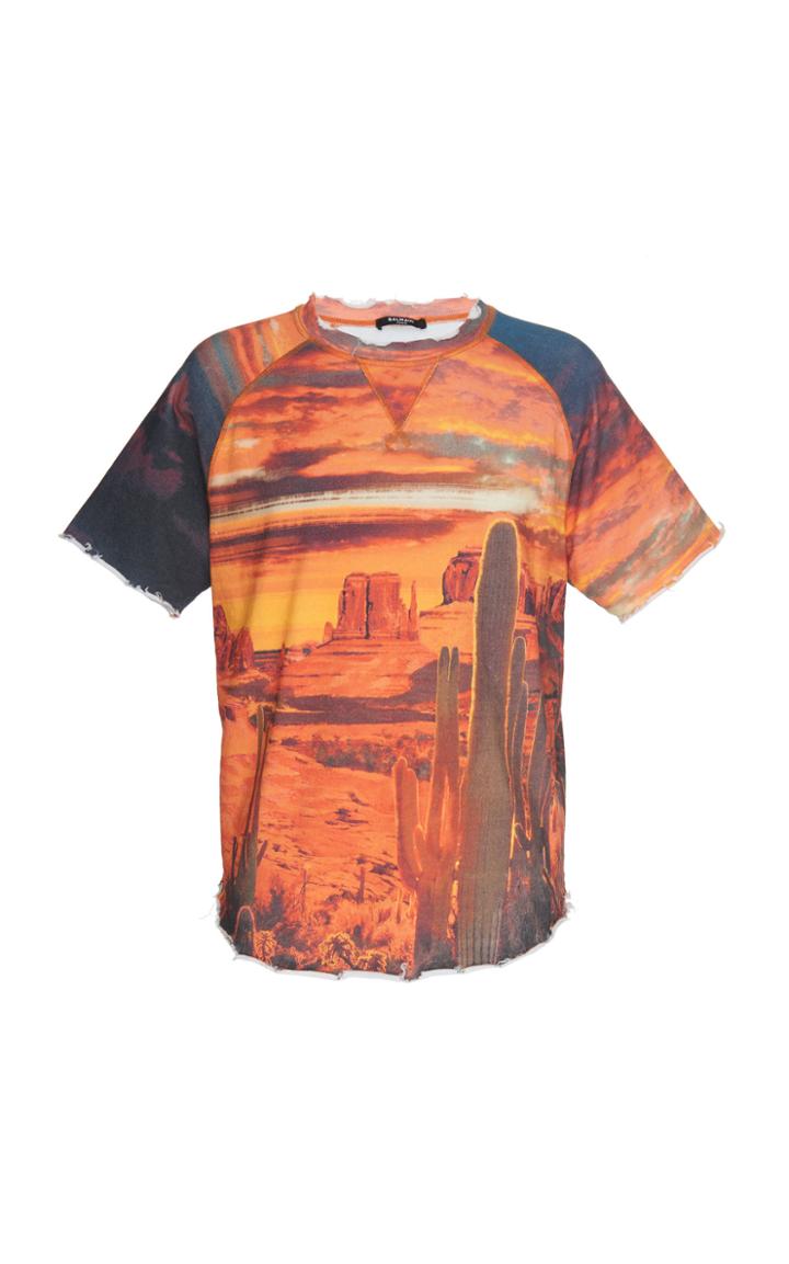 Balmain Printed T-shirt Raw Edge