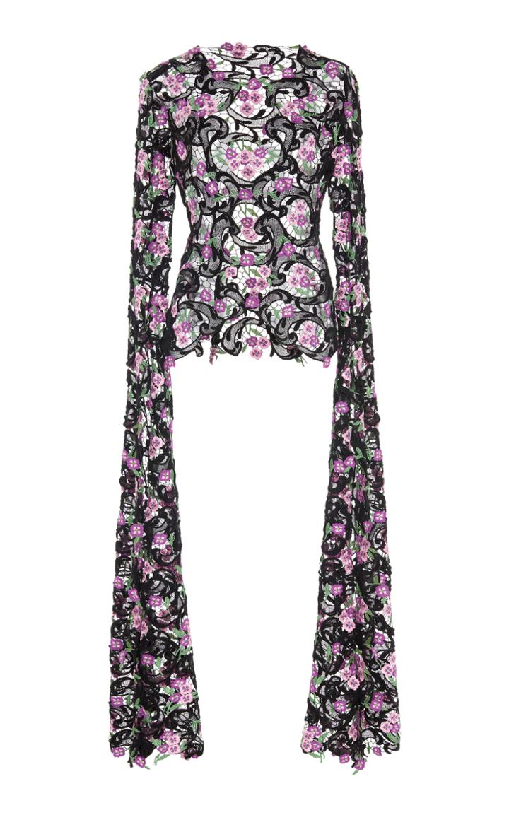 Moda Operandi Paco Rabanne Floral Guipure Lace Cutout Blouse Size: 34