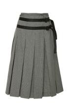 Tomas Maier Pepita Wool Pleated Skirt