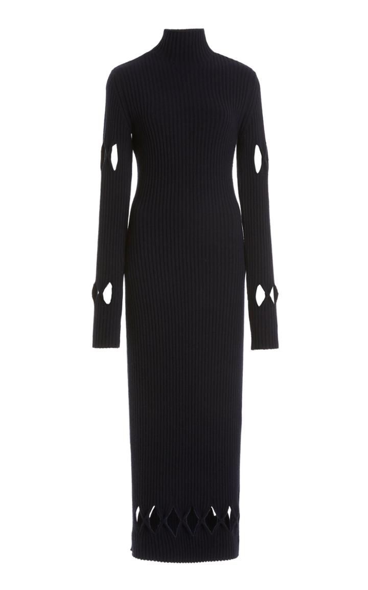 Moda Operandi Victoria Beckham Argyle-cutout Ribbed-knit Mockneck Sweater Dress