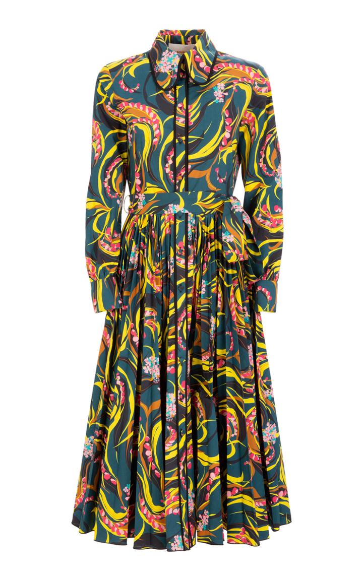 La Doublej Contrast-piped Shirt Cotton Dress