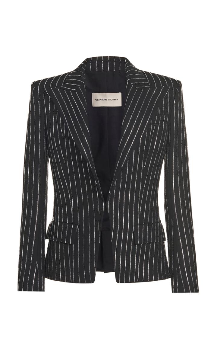 Moda Operandi Alexandre Vauthier Crystal Pinstripe Wool Blazer