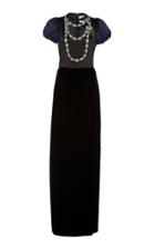 Prada Embellished Satin-paneled Velvet Gown