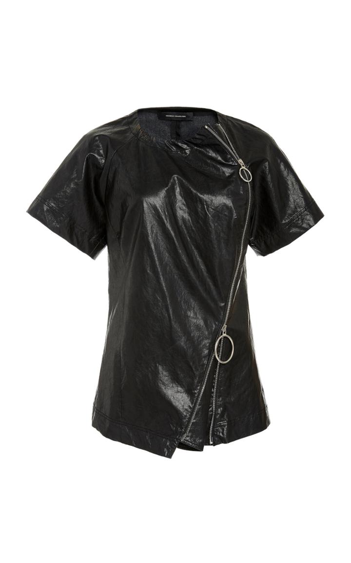 Cdric Charlier Zip-detailed Vinyl T-shirt