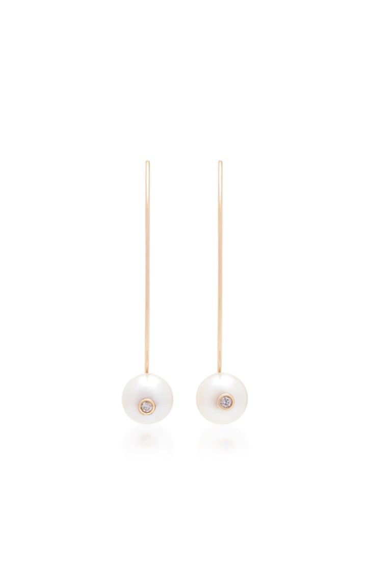 Mizuki White Freshwater Pearl Marquis Earrings
