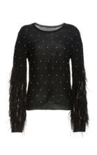 Moda Operandi Semsem Crystal And Feather Embellished Cashmere Sweater