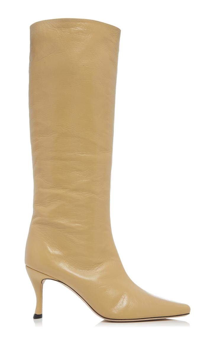 By Far Stevie Creased Patent Leather Knee Boots