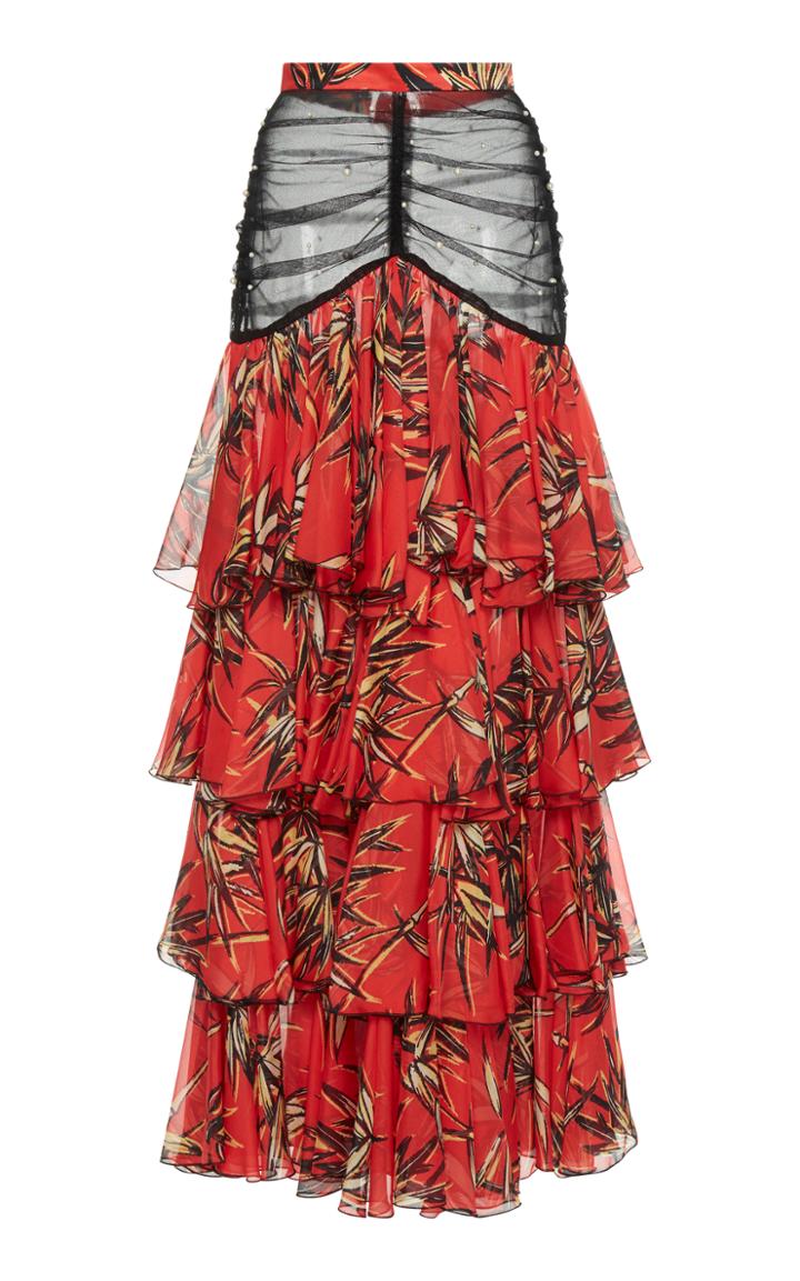 Rodarte Silk Chiffon Tiered Ruffle Skirt