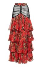 Rodarte Silk Chiffon Tiered Ruffle Skirt