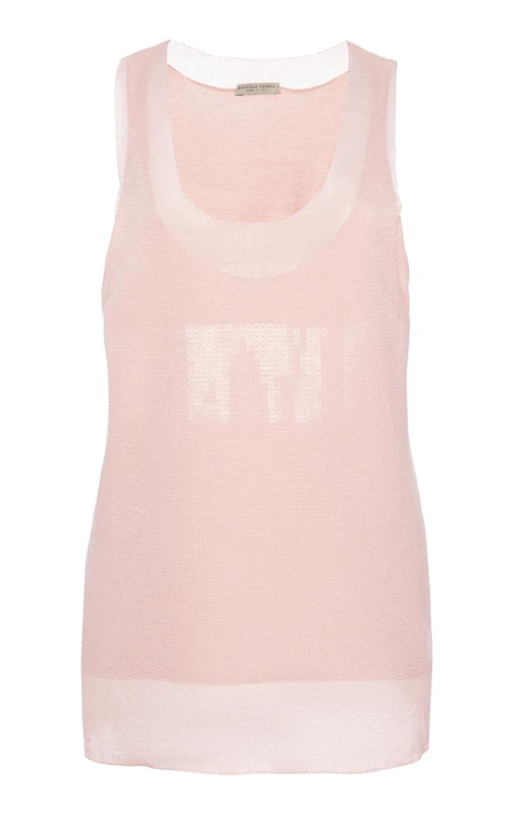 Bottega Veneta Sequin-embellished Cotton-blend Sleeveless Top