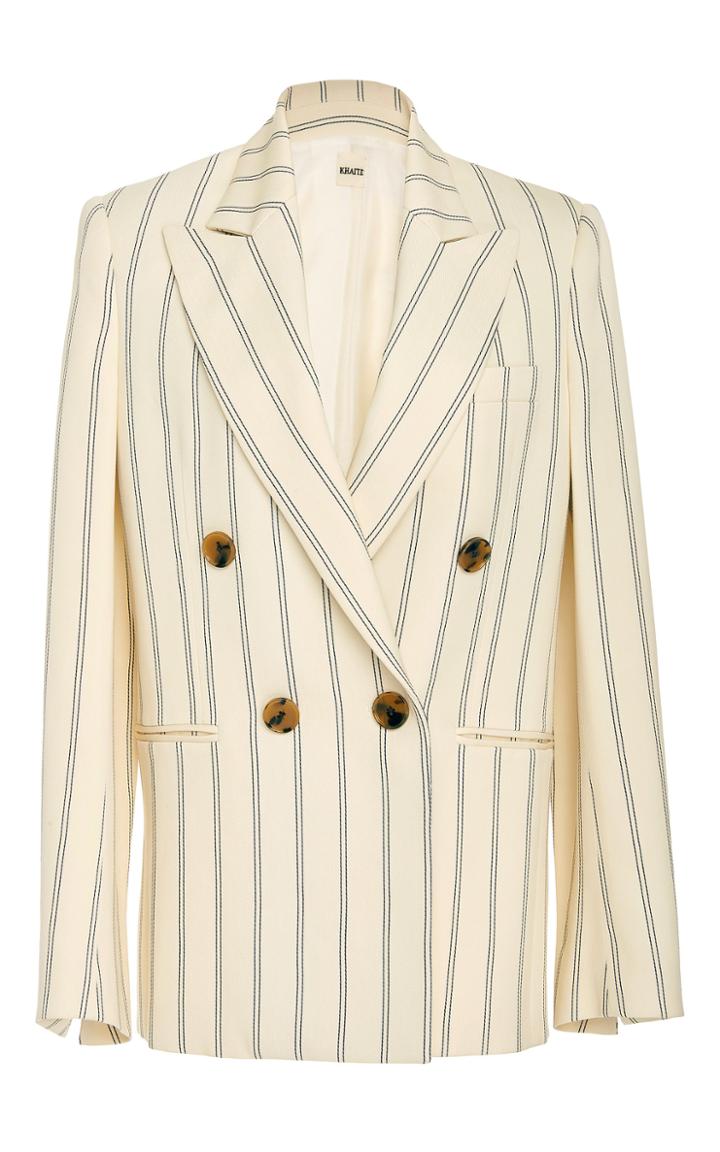 Khaite Isa Striped Double-breasted Blazer