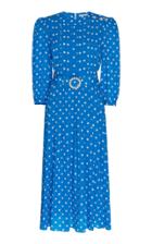 Alessandra Rich Belted Embellished Polka-dot Silk Midi Dress