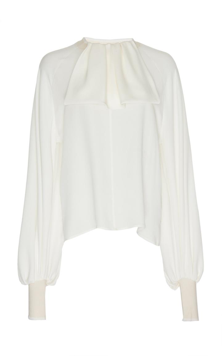 Loewe Lavaliere Bib Collar Silk Top