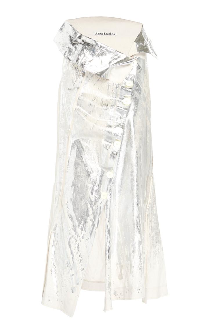 Acne Studios Ileana Metallic Linen Midi Skirt
