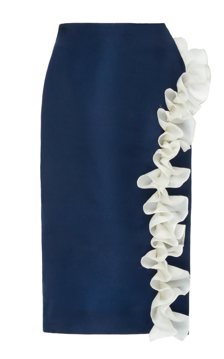 Emilio De La Morena Twirl Silk Ruffled Skirt
