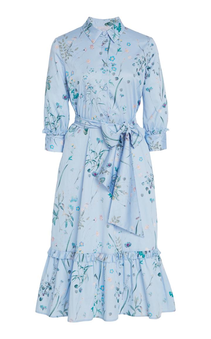 Luisa Beccaria Button Down Ruffle Shirt Dress
