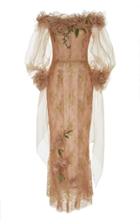 Marchesa Off The Shoulder Tea Length Dress
