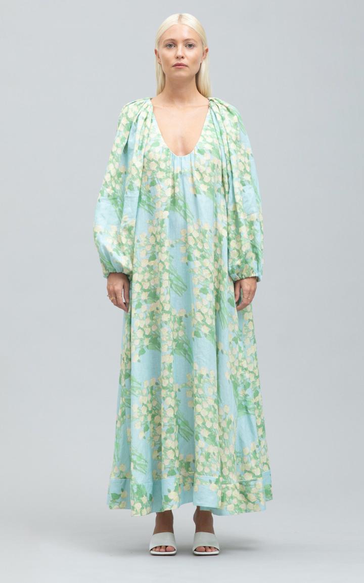 Moda Operandi Bernadette Antwerp Georgette Gingham Linen Maxi Dress