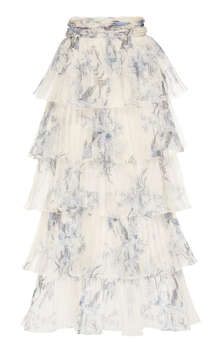 Johanna Ortiz Journey Of The Soul Tiered Silk-organza Midi Skirt