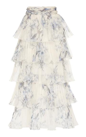 Johanna Ortiz Journey Of The Soul Tiered Silk-organza Midi Skirt
