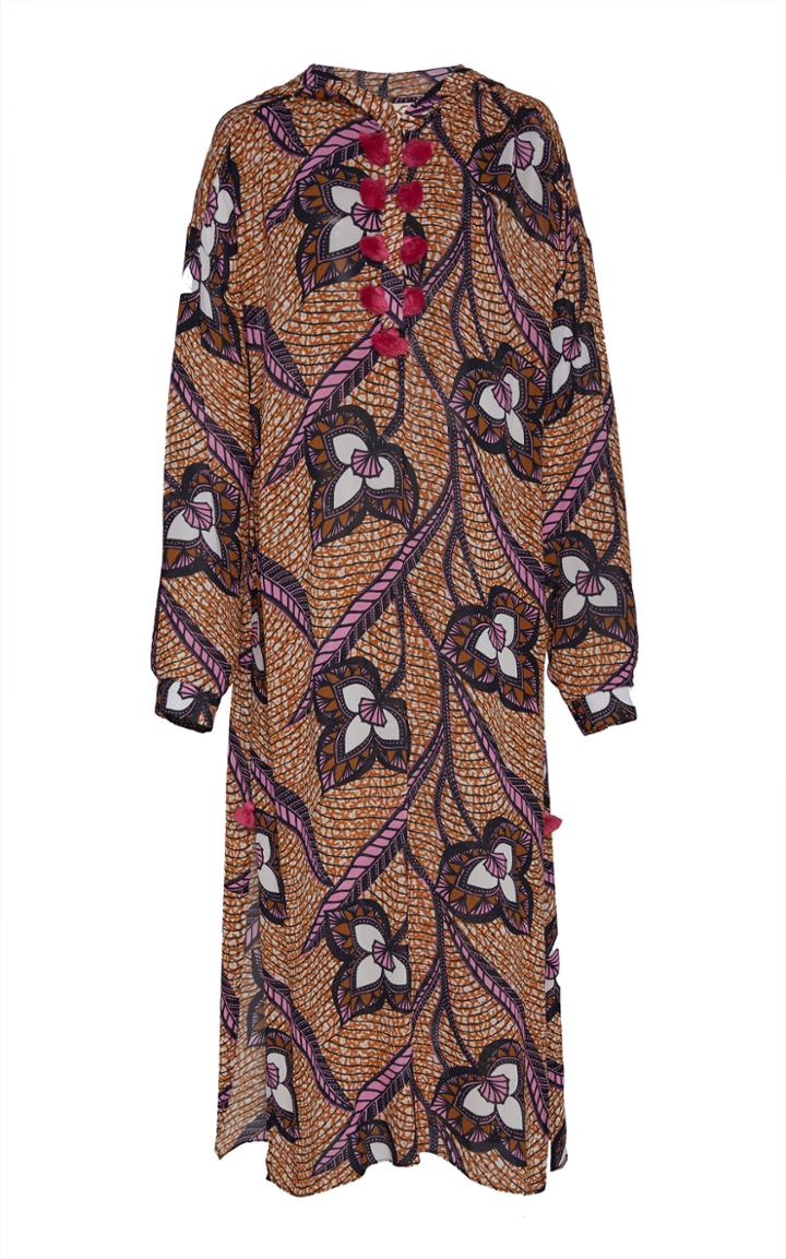 Figue Ciara Hooded Printed Crepe Caftan
