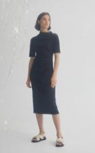 Moda Operandi Acler Parkfield Asymmetrical Neck Short Sleeve Midi Dress