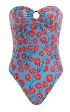 Moda Operandi Agua By Agua Bendita Toronja Bermelo-print Strapless One-piece Swimsui