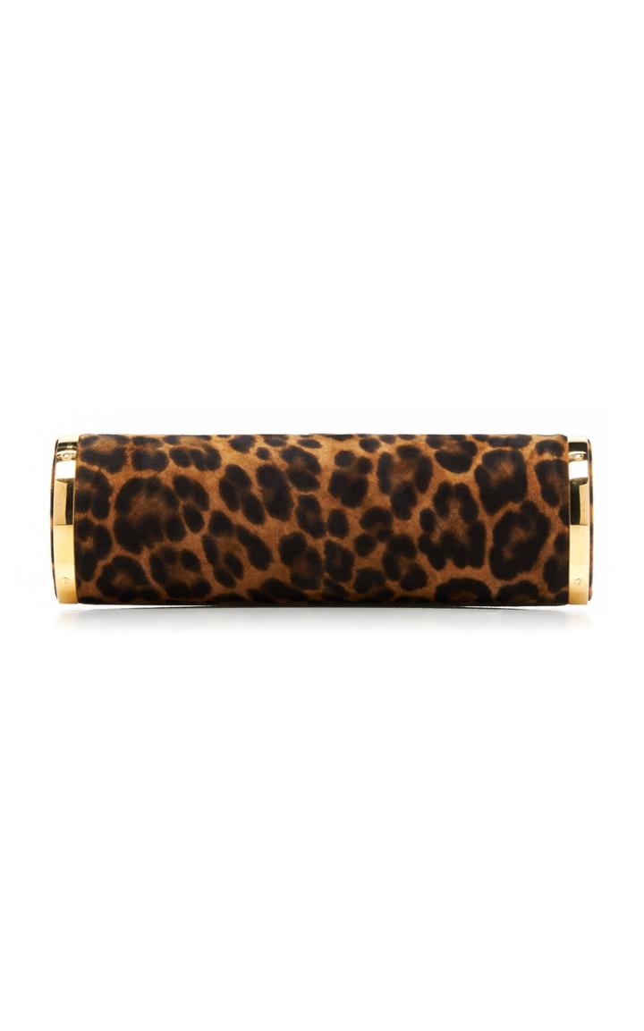 Hunting Season Leopard-print Suede Clutch