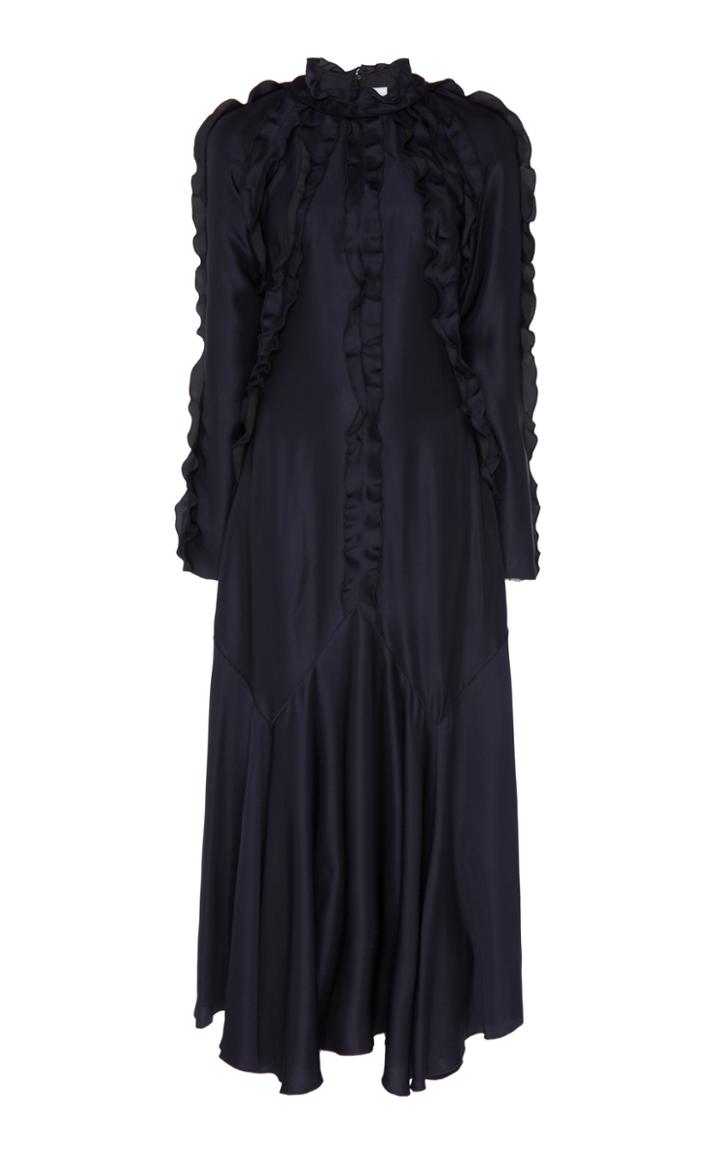 Huishan Zhang Selby Ruffle Satin Maxi Dress