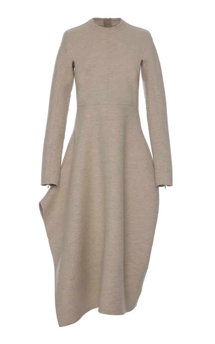 Jil Sander Folded Wool Midi Dress