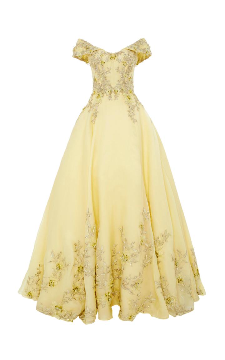 Pamella Roland Off-the-shoulder Silk Organza Gown