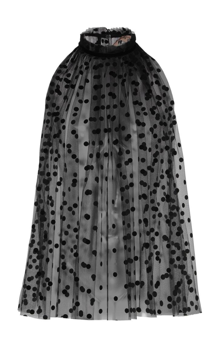 N21 Winfred Embellished Polka-dot Tulle Top