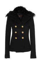 Paco Rabanne Shearling Collar Wool Peacoat