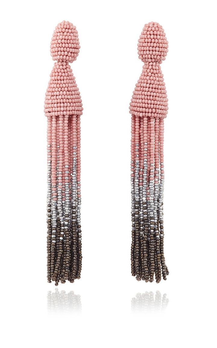 Oscar De La Renta Light Pink Ombr Tassel Earrings