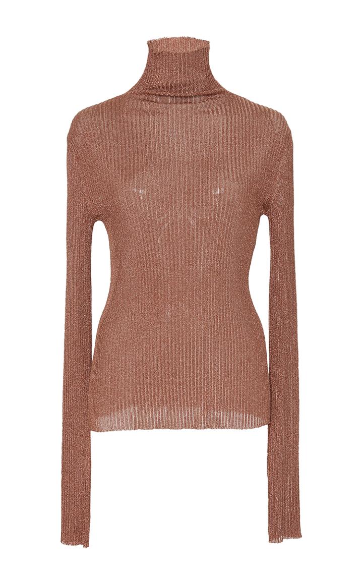 Tibi Ribbed Metallic Turtleneck