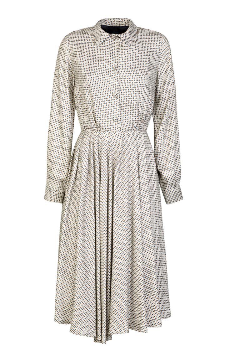 Giuliva Heritage Collection Minerva Gathered Long Sleeve Silk Shirtdress