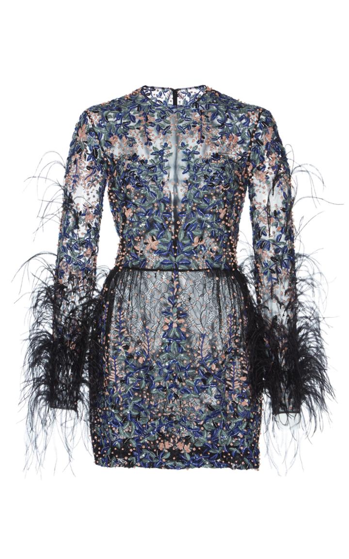 Zuhair Murad Bead And Feather Embroidered Mini Dress