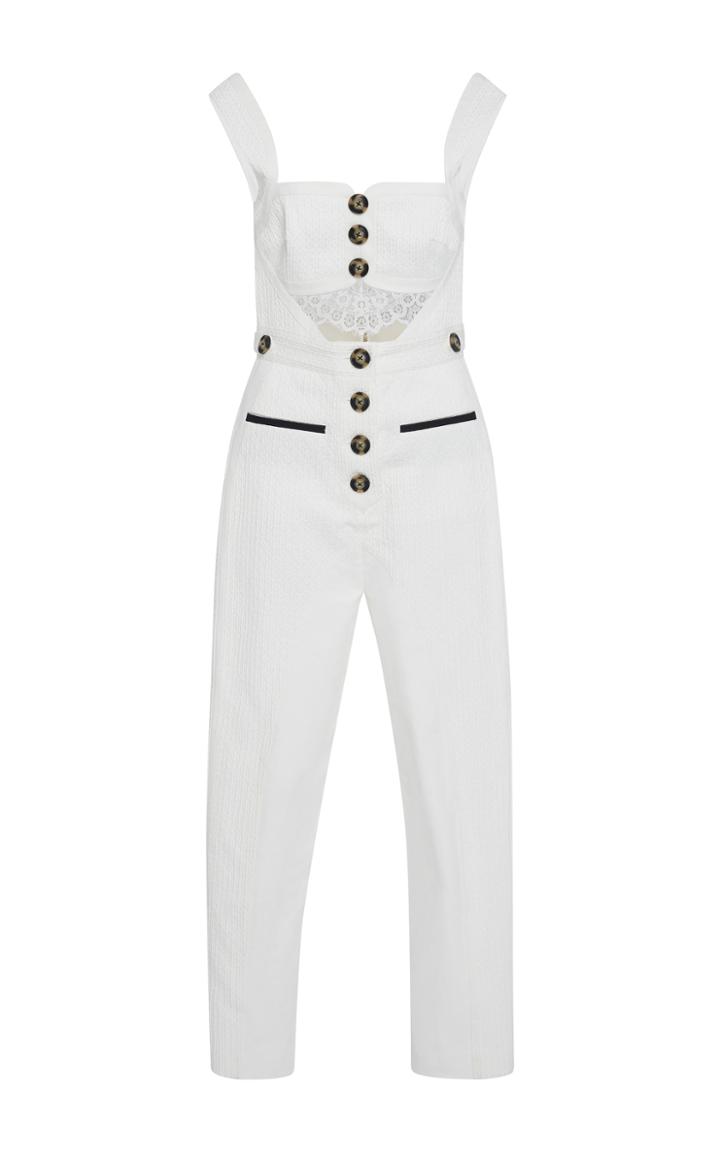 Self Portrait Lace-trimmed Cutout Jumpsuit