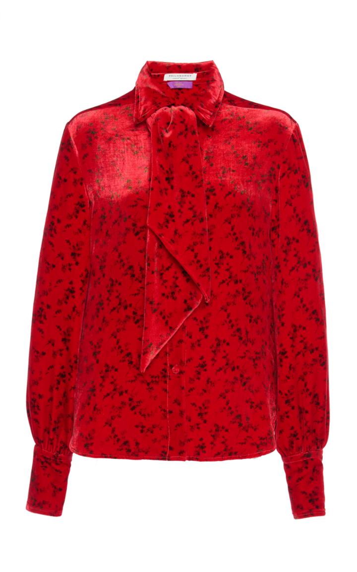 Moda Operandi Philosophy Di Lorenzo Serafini Pussy-bow Velvet Blouse