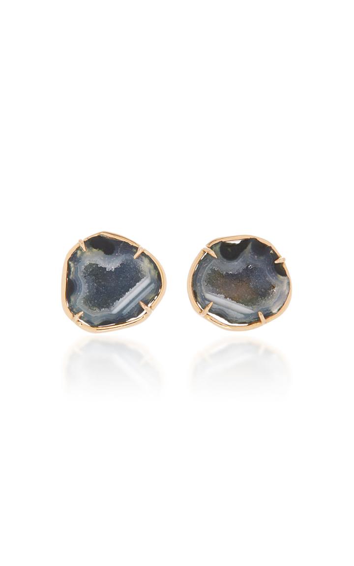 Kimberly Mcdonald One-of-a-kind Blue Geode Studs Set In 18k Rose Gold