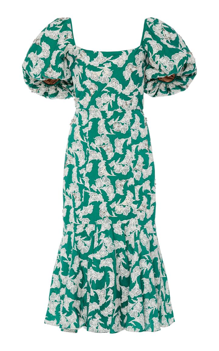 Johanna Ortiz Holly Encounters Embroidered Cotton Voile Midi Dress