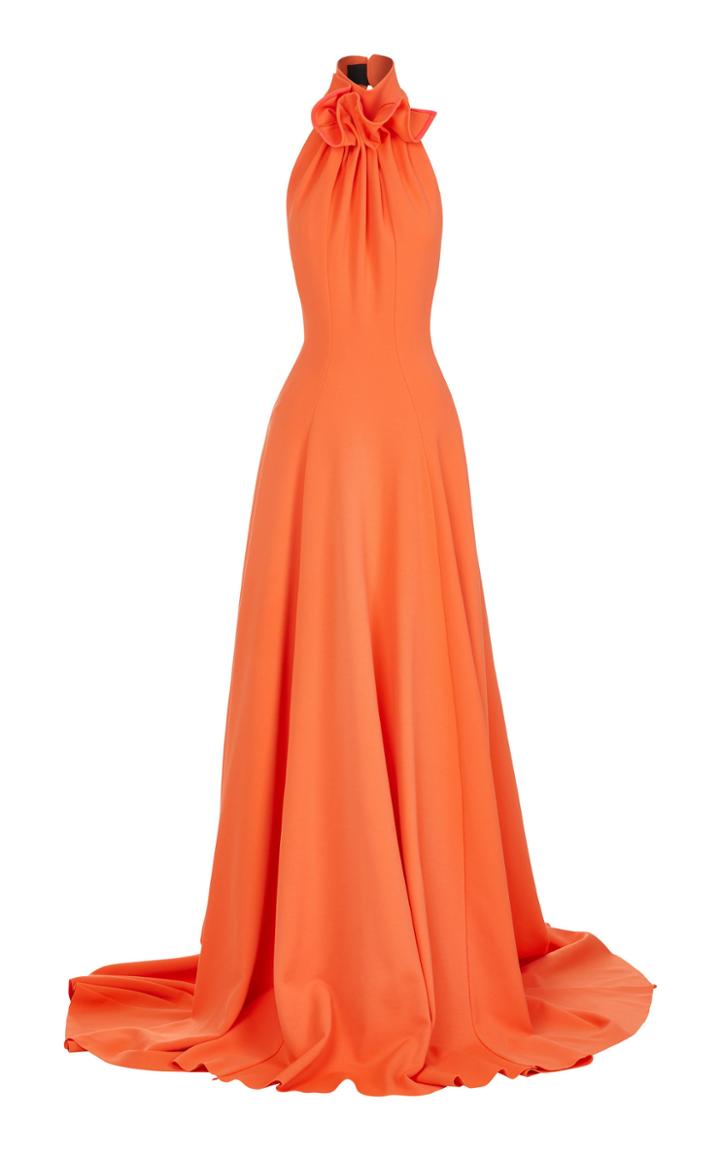 Maticevski Palma Gathered Cady Halterneck Gown