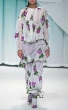 Moda Operandi Yuhan Wang Embroidered-grape Ruched Chiffon Skirt