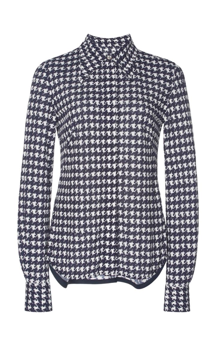 Victoria Beckham Houndstooth-printed Georgette Top